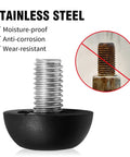 24 Pack Adjustable Outdoor Furniture Leg Levelers 8mm By 1.25 M8 Stainless Steel Screw In Feet With Non Marking Nylon Base display of rust-resistant features