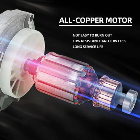 Close-up of all-copper motor used in Powerful 2100W Portable Concrete Mixer With Six Speed Settings for durability and efficiency