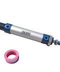 MAL 20x50 Aluminum Double Acting Pneumatic Cylinder With Single Rod next to accessory, 20mm bore and 50mm stroke, for automation.