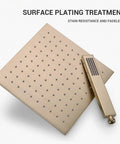Brushed gold showerhead and handheld sprayer from Real Deal Brushed Gold Rainfall Shower Kit With Handheld Sprayer Concealed Wall Mount Bath Fixture Delivers High Pressure Flow And Smooth Single Lever Control For Instant Weekend Spa Vibes.