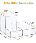 Clear Acrylic Coffee Cup Holder For Countertop With Three Compartments For Cups Lids Straws Pods Sugar Packets And Tea Bags 8.66L × 7.4W × 5.5H