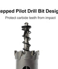 Carbide Tooth Tipped Hole Saw Cutter 1 Inch 25mm For Stainless Steel Sheet Metal Plastic FRP TCT Hole Cutter, stepped pilot drill bit close-up