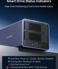Smart Drive Status Indicators on Ultimate 4 Bay Hybrid Raid Enclosure showing real-time drive health monitoring.