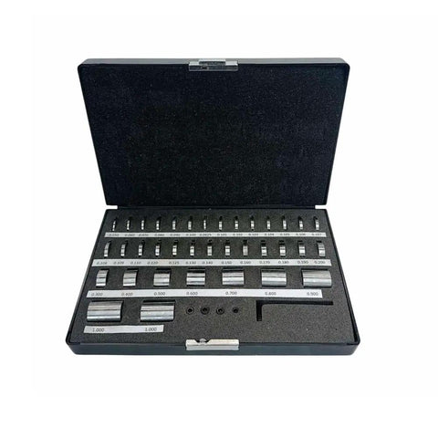 36 Pc Round Space Block Set Made From Hardened Steel Gage Blocks For Machining And Setup Imperial Measurements With M6 Threads And Three Quarters Inch OD Case Included Pro Grade Gauges For Machine Shops And Sine Bar Calibration in open case