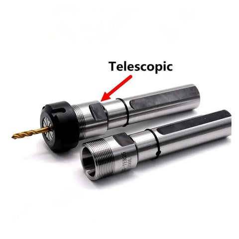 Top Shelf Heavy Duty Floating Tap Holder For Cnc Milling And Lathe Tasks Ter16 Ter20 Ter25 C16 C20 C25 showing telescopic design and drill bit.