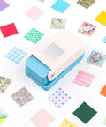 1 Inch Square Hole Punch For Crafting And Scrapbooking with colorful paper squares