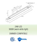Diagram of Modern Farmhouse Integrated LED Vanity Light Bar, 24W 3000K Warm White Glow, 25-Inch Hand-Painted Wood Grain Metal Linear Sconce