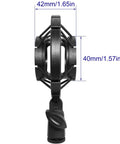 Side view of Universal Black Microphone Shock Mount for 42-46mm Microphones, showing elastic interior and ABS material.