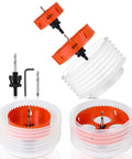 Otoolling hole saw kit for recessed lights, includes 4in and 6in orange saws with dust bowls and arbors