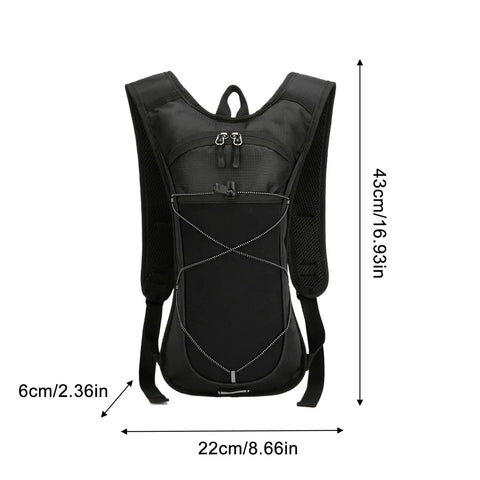 Hydration Pack Backpack With Water Bottle Holder, Reflective Strips, Lightweight Nylon, Rugged Weatherproof Outdoor Gear front view