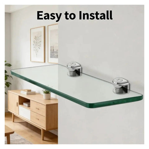Heavy Duty Zinc Alloy Adjustable Glass Shelf Brackets For Shower Glass And Floating Shelves 30 Pack on wall with decor