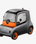 Solid 2 Seater Electric Golf Cart With Quick Charge Lithium Battery And Roomy Storage Compartments, front view with orange accents.