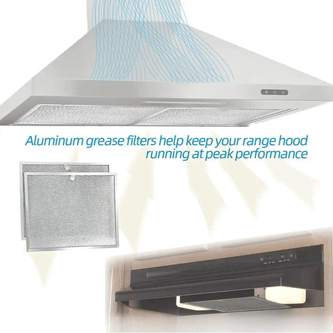 Image of Range Hood Filter Replacement 11-3/4 by 14-1/4 by 3/8 Inches For Allure WS1 QS2 And QS1 30 Inch Hoods Two Pack Aluminum Washable
