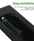 Two Pack Black Recessed Door Pull Handles For Cabinets, Drawers, Sliding Doors, Wardrobes, And Furniture Hardware, Hidden Grip
