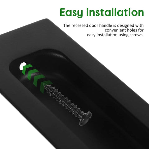 Two Pack Black Recessed Door Pull Handles For Cabinets, Drawers, Sliding Doors, Wardrobes, And Furniture Hardware, Hidden Grip