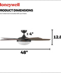 48 Inch Indoor Ceiling Fan With LED Light, Remote Control, Bronze Finish, Reversible Motor, Dual Mounting Options, Dual Finish Blades