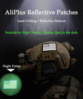 AliPlus two-piece brown IR-reflective American flag patches installed on tactical helmet with hook-and-loop backing