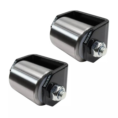 Heavy Duty Weld On Iron Micro Mini 2 Inch Trailer Roller Set for Low Profile Trailers With Grease Fitting and Steel Skid Wheel Replacement Two Pack Bundle