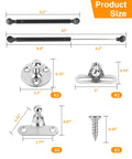 Product dimensions of Two Pack 15 Inch Toy Box Hinges With 150N Gas Strut For Slow Gentle Close and Kid Safe Storage Accessory