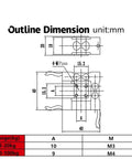 Technical drawing of Six Axis Force Torque Sensor For Robotic Arm Joints Beefed Up Rugged Industrial Grade, 30kg payload dimensions