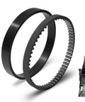 6960W Replacement Belt Set For Bissell ProHeat Upright Vacuums, two belts with close-up of the vac model, Parts 0150621 2150628