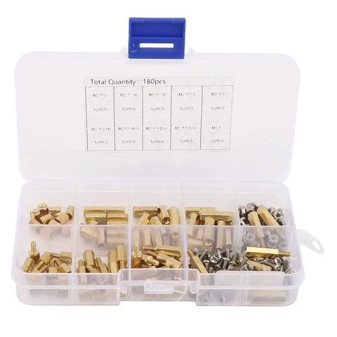 Brass Spacer Kit For Electronics And 3D Printer Mounts, 180-Piece M2.5 Hardware Set in organizer case
