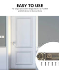 Old School 6 Inch Decorative Door Latch With Screws, shown in an installed setting beside a white door, antique zinc alloy finish.