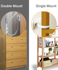 Heavy Duty Anti Tip Furniture Wall Straps Kit With Screws 6 Pack shown on dresser and bookshelf for child safety.