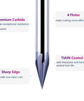 SpeTool 30° V Groove Router Bit, Amazon TiAIN-coated carbide, 1/4" shank, 4-flute V bit for CNC engraving