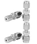 4Pack 304 Stainless Steel Compression Fittings Straight Double Ferrule Tube Adapter 1/8Inch To 1/4Inch Pipe Reducer Connector for water gas oil