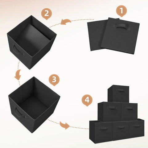 Premium 11 Inch Collapsible Fabric Storage Cubes 6 Pack Heavy Duty Foldable Shelf Bins With Reinforced Handles For Closet Organization Home Decluttering Straight Up Durable Space Savers To Clean Up Your Act Today