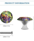 Watercolor Grape Vine Cabinet Knob Set Two Pack Aluminum Alloy And Stainless Steel Drawer Pulls dimensions and side view