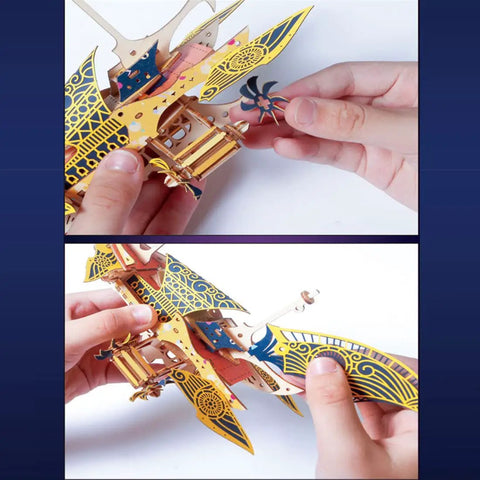 Hands On Dope 3D Wooden Puzzle Kit For Adults Spaceship Flyship With 300 Plus Pieces Steampunk DIY Model Build Kit assembly
