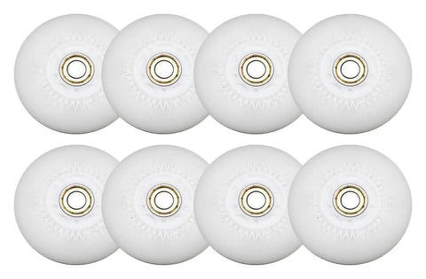 Alt Tag: Inline Skate Wheels 76mm White Replacement Wheels for Indoor Outdoor Use with High Speed Bearings, 8-pack