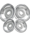 Chrome Stove Burner Drip Pans Set Of 4 For Electric Ranges Thickened Bent Preventing Design Fits Whirlpool Electric Range Tops