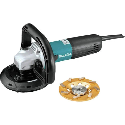 Compact Concrete Planer With Dust Extraction Shroud And Diamond Cup Wheel, 12 Amp Motor Delivers 4,000 To 9,000 RPM, SJS II Vibration Reduction, Ideal For Clean Surfacing On Concrete Jobsites