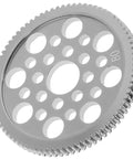 Beefed Up Aluminum 48P Spur Gear 80T for 1 to 10 RC Drift Cars 7075 Alloy Upgrade Gear with detailed tooth design.
