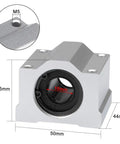 16mm SCS16UU Aluminum Linear Bearing Slide Block Set with Closed Pillow Block for CNC and 3D Printer Rails, dimensions labeled.