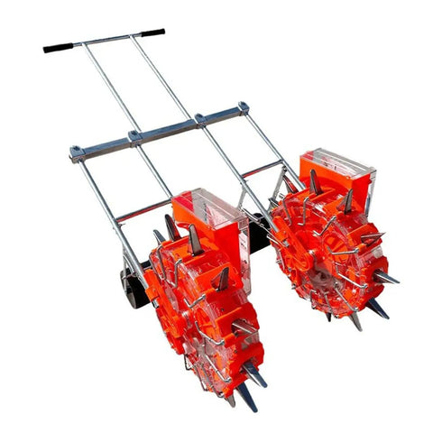 Two Row Hand Push Seeder For Garden Use No Fuss Dual Row Seeding Machine Planter With Eight Seed Plates And Twelve Holes