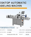 Smooth Operator Automatic Round Bottle Labeler With Date Coder And Smart Panel For Cans And Wine Packaging 110V System, stainless steel, dimensions 63"x35"x53".
