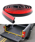 Heavy Duty Thickened Tailgate Weather Strip For Tesla Cybertruck With Beefed Up Adhesive Backing And Flexible Epdm Rubber rolled out on a truck bed.