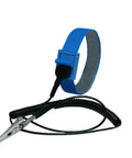 Anti Static ESD Wrist Strap Kit with blue fabric wrist band, black coil cord, 6 foot lead, 10mm snap, banana plug, 4mm alligator clip.