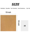 Three Pack Nonstick Teflon Sheets for Heat Press 15x15 compared to A4 sheet highlighting size and features