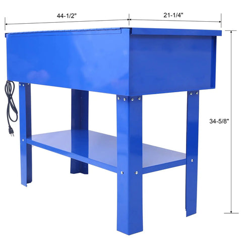 40 Gallon Heavy Duty Parts Washer Equipped With 24 Gallon Solvent Reservoir And High Flow 5 GPM Pump Designed For Grease Busting Auto Part Washing In Rugged Steel Workshop Gear side view with dimensions
