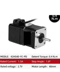 Front view of a black NEMA17 42HS40-YC-PD brake stepper motor with silver flange and protruding shaft.