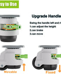Rock Solid Built Tough Leveling Caster Wheels Set Of 4 Featuring 2200 Lbs Load Capacity Premium Nylon Rollers And Reinforced Steel Base height adjustment handle image.