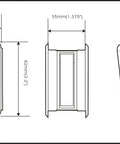 Technical drawing of Solid Brass Rectangular Pocket Door Pull With Passage Function 3 1/4 By 2 1/4 Inches Satin Nickel Finish 2 Pack