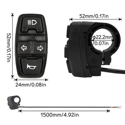 All In One 3 In 1 Headlight Horn Turn Signal Switch For Electric Bikes Motorcycles Scooters And ATVs On Off Control With 22mm Handlebar Mount