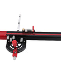 Tough Table Saw Miter Guide With 13 Positive Angle Stops And Adjustable Backing Blocks That Slide Smooth To 36 Inches.