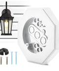 Vinyl Siding Mounting Block Kit With Built In Electrical Box For Outdoor Lighting Vertical Light Mount Blocks For Half Inch Lap Siding White Finish Easy Install No Fuss Exterior Light Mounting Bracket, white plastic kit with screws